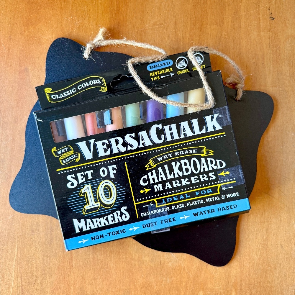 Chalkboard Sign and Markers, 10-inch with hanger